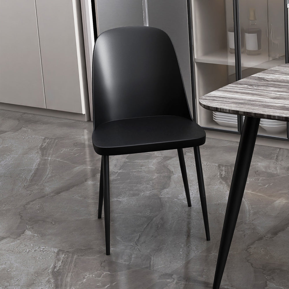 Aspen Duo Chair, Black Plastic Seat With Black Metal Legs (Pair) Black  (DHD) Image 2
