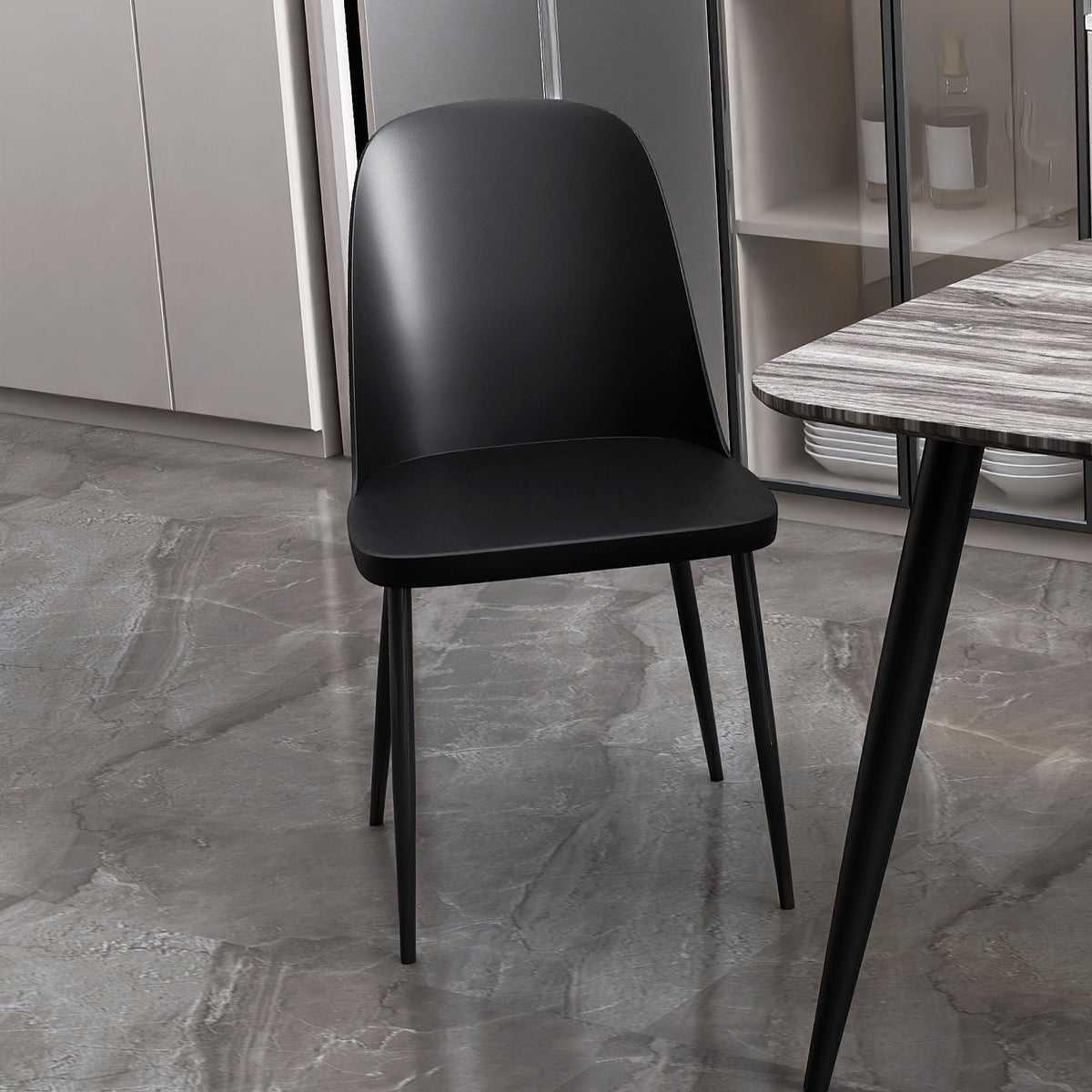 Aspen Duo Chair, Black Plastic Seat With Black Metal Legs (Pair) Black  (DHD) Image 2