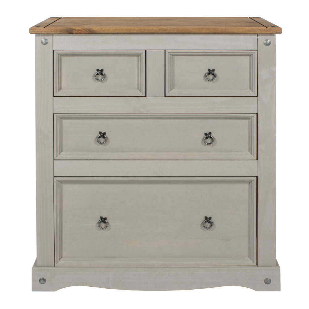 Corona Grey 2+2 Drawer Chest  Grey Wax Antique Waxed Pine (DHD) Image 2