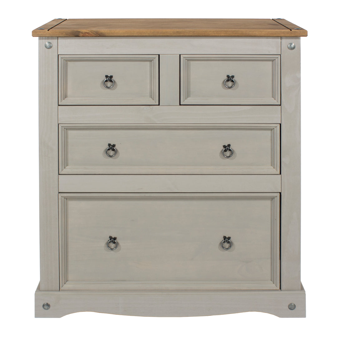 Corona Grey 2+2 Drawer Chest  Grey Wax Antique Waxed Pine (DHD) Image 2