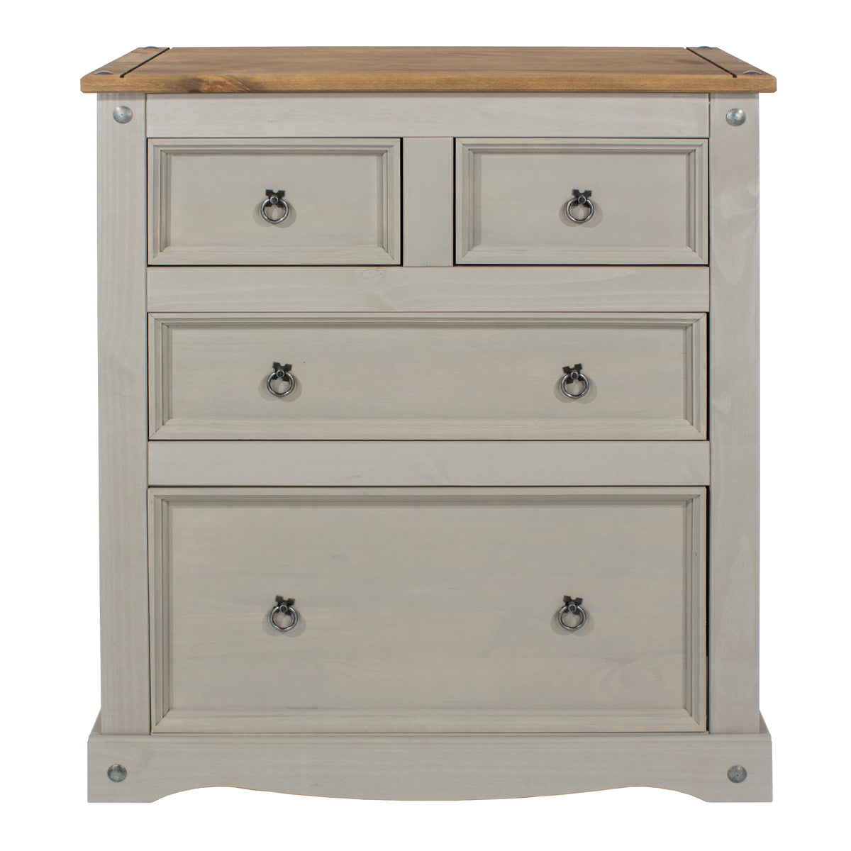 Corona Grey 2+2 Drawer Chest  Grey Wax Antique Waxed Pine (DHD) Image 2