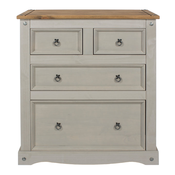 Corona Grey 2+2 Drawer Chest  Grey Wax Antique Waxed Pine (DHD) Image 2