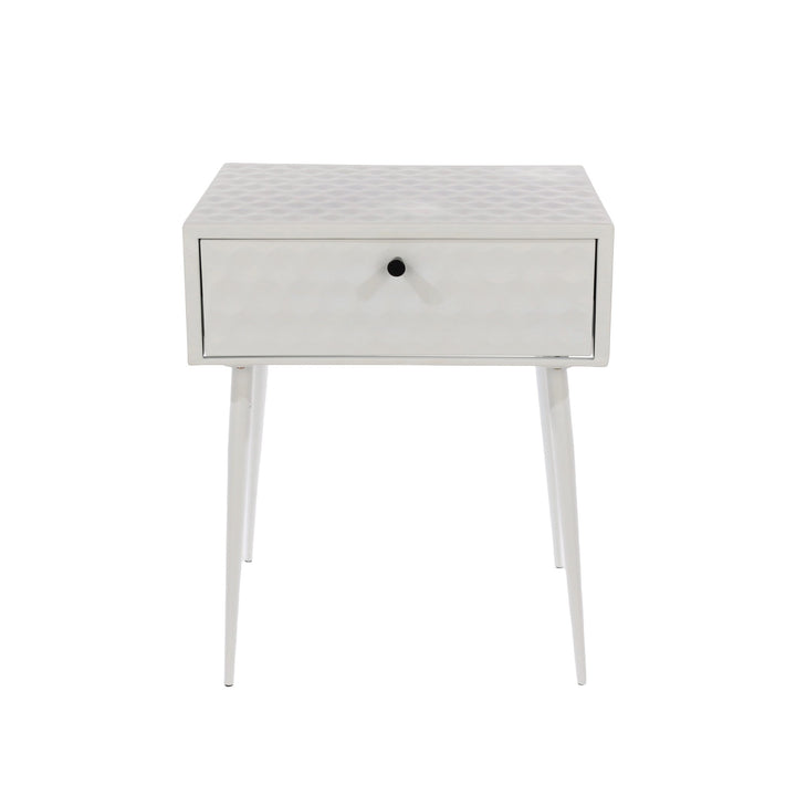 Options Saturn Metal 1 Drawer Bedside Cabinet, White With Gold Handle  White Gold (Self Assembly) (DHD)