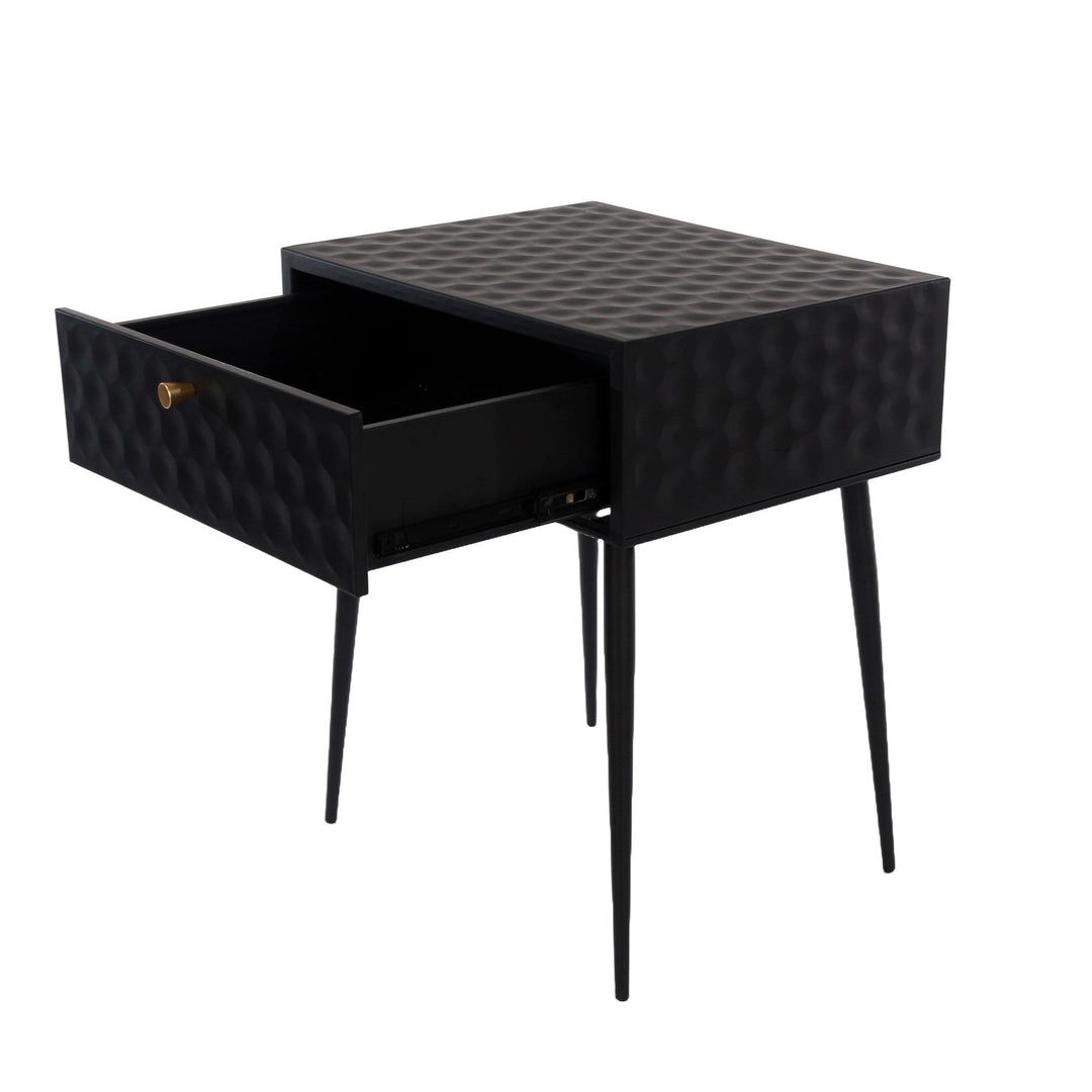 Options Saturn Metal 1 Drawer Bedside Cabinet, Black With Gold Handle  Black Gold (Self Assembly) (DHD)