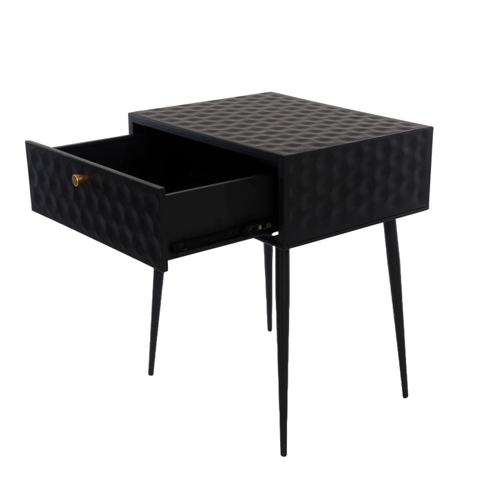 Options Saturn Metal 1 Drawer Bedside Cabinet, Black With Gold Handle  Black Gold (Self Assembly) (DHD)