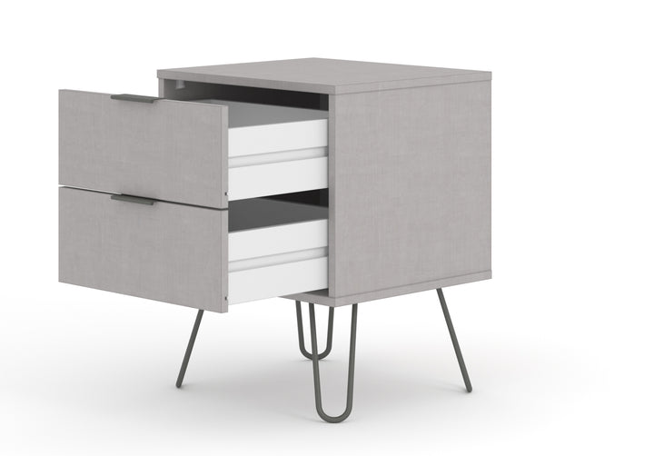 Augusta Grey 2 Drawer Bedside Cabinet Grey   (DHD) Image 4