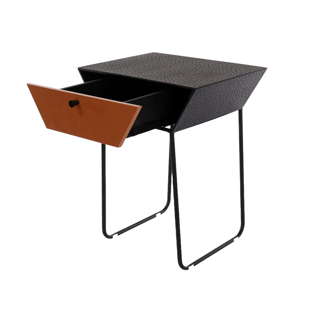 Options Apollo Metal 1 Drawer Bedside Cabinet, Copper Drawer, Black Cabinet, Handle And Legs Black Copper (Self Assembly) (DHD)