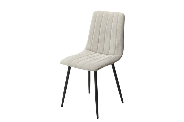 Aspen Straight Stitch Lt Grey Cord Dining Chair, Black Tapered Legs (Pair) Light Grey Black (DHD) Image 1
