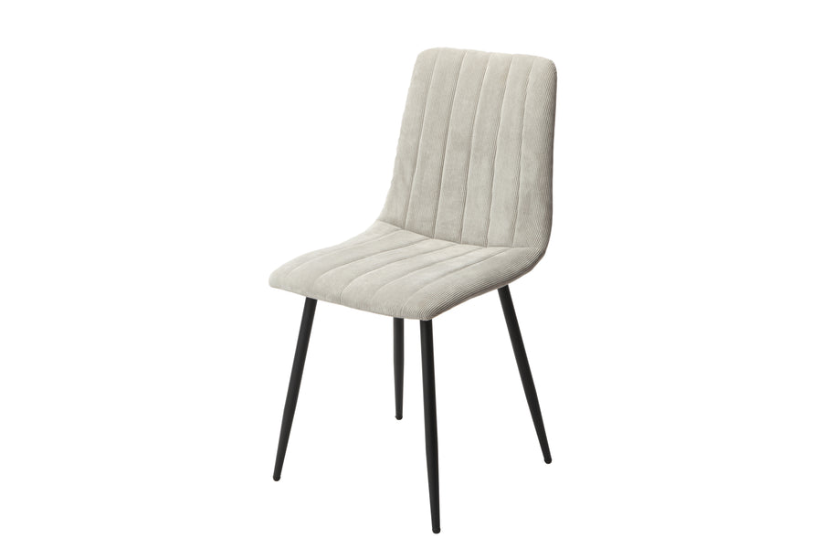 Aspen Straight Stitch Lt Grey Cord Dining Chair, Black Tapered Legs (Pair) Light Grey Black (DHD) Image 1