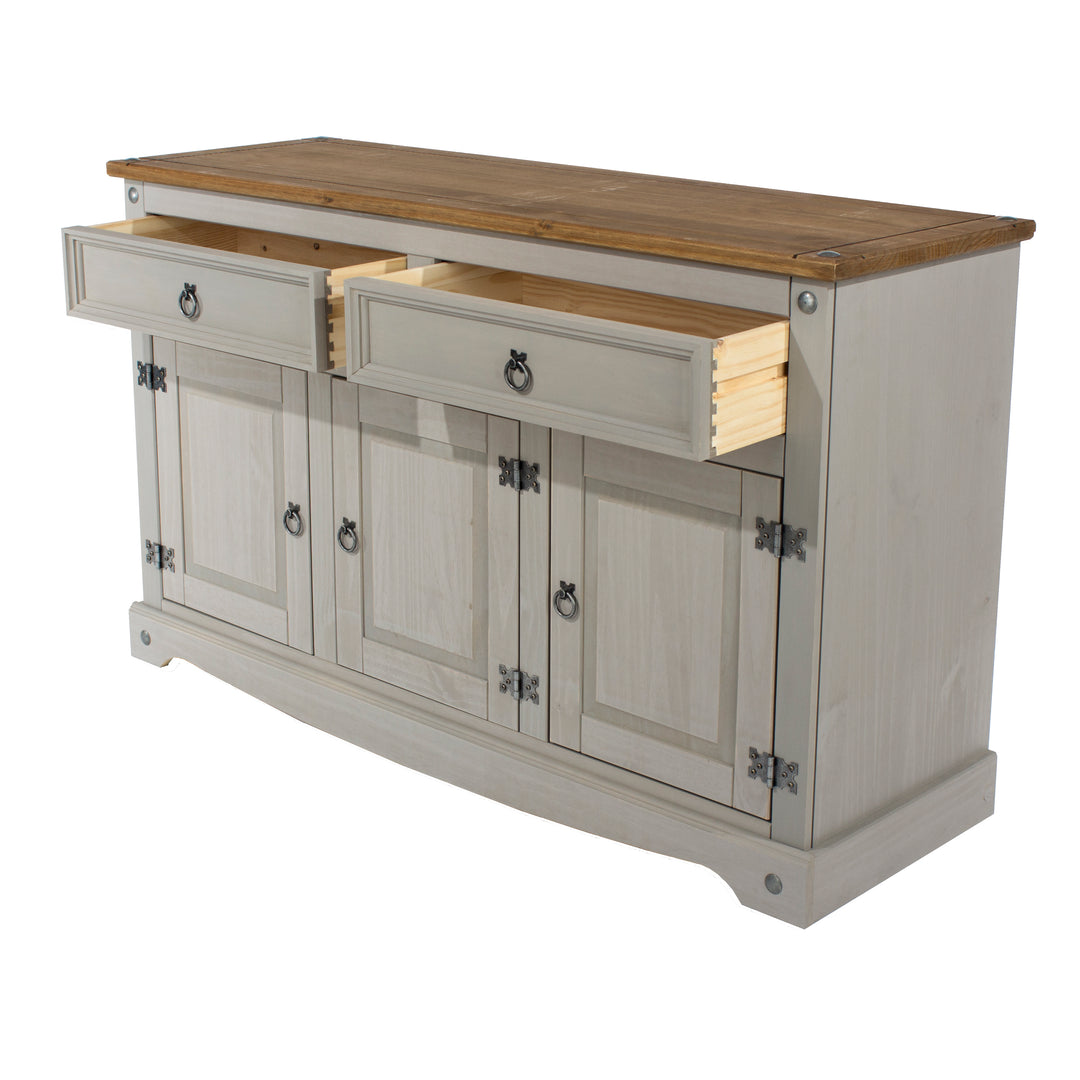 Corona Grey Medium Sideboard Grey Wax Antique Waxed Pine (DHD) Image 4