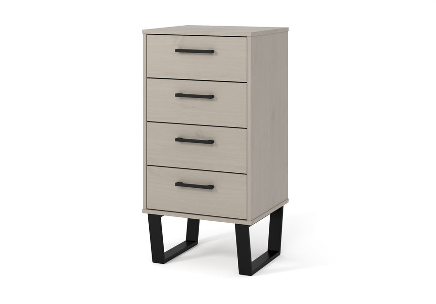 Texas 4 Drawer Narrow Chest Of Drawers Grey Waxed Pine Black (DHD) Image 1