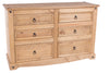 Corona 3+3 Drawer Wide Chest  Antique Waxed Pine  (DHD) Image 3