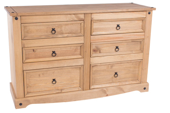 Corona 3+3 Drawer Wide Chest  Antique Waxed Pine  (DHD) Image 3