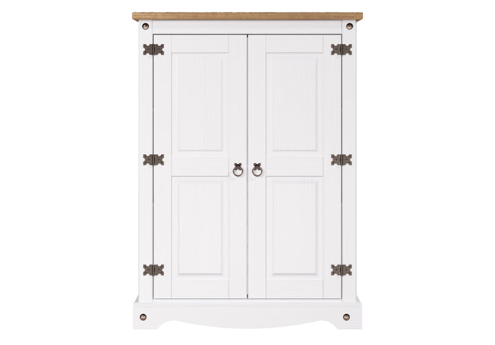 Corona White 2 Door Cupboard Unit  White Wax Antique Waxed Pine (DHD) Image 2