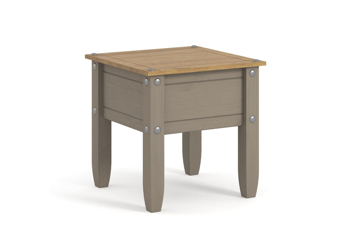 Corona Grey Lamp Table Grey Wax Antique Waxed Pine (DHD) Image 3