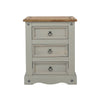 Corona Grey 3 Drawer Bedside Cabinet  Grey Wax Antique Waxed Pine (DHD) Image 2