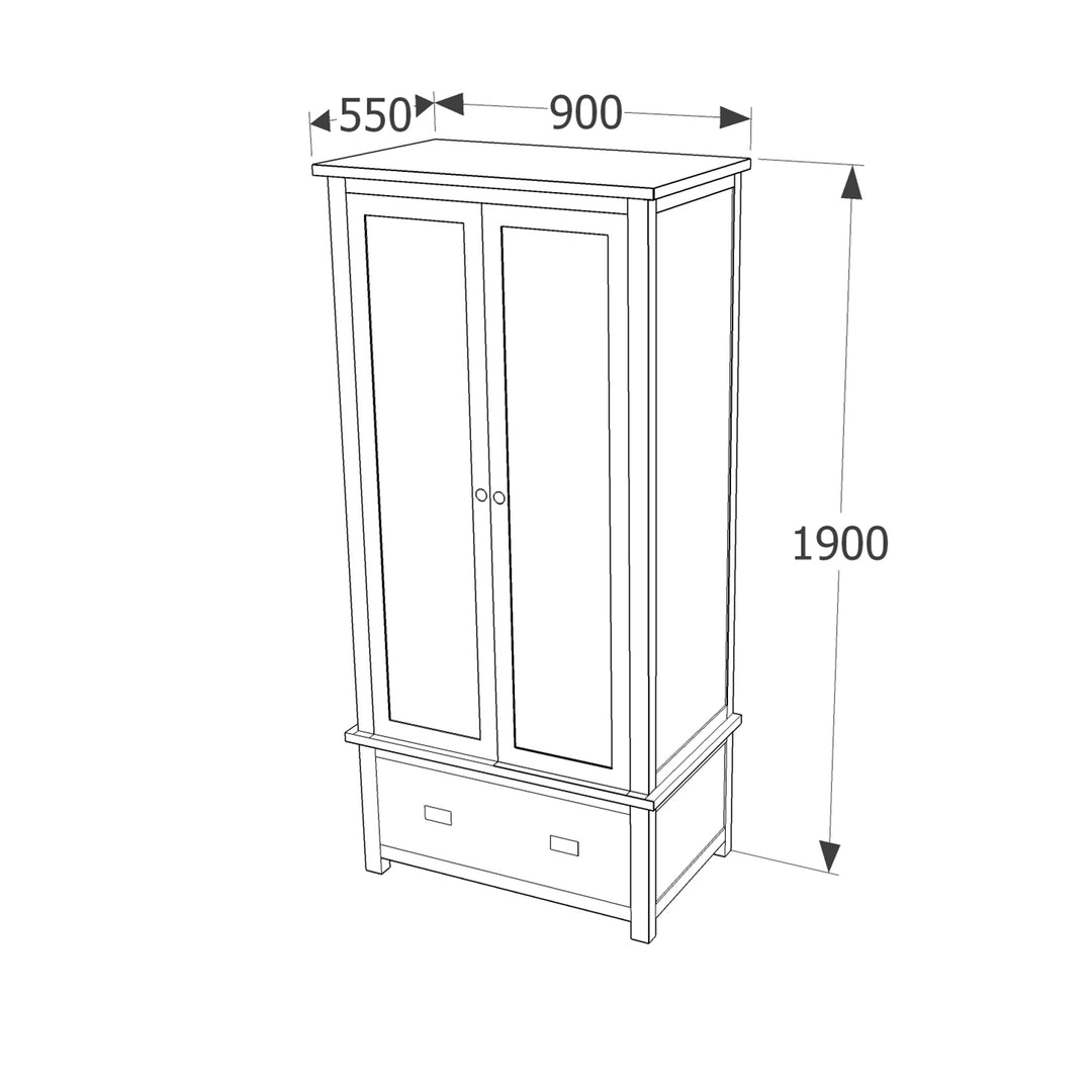 Dunkeld 2 Door, 1 Drawer Wardrobe Midnight Blue Antique Oak Effect Wax (DHD) Image 6