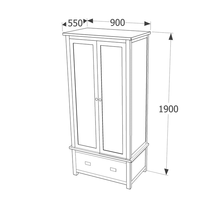 Dunkeld 2 Door, 1 Drawer Wardrobe Midnight Blue Antique Oak Effect Wax (DHD) Image 6