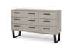 Texas 3+3 Drawer Wide Chest Of Drawers  Grey Waxed Pine Black (DHD) Image 1