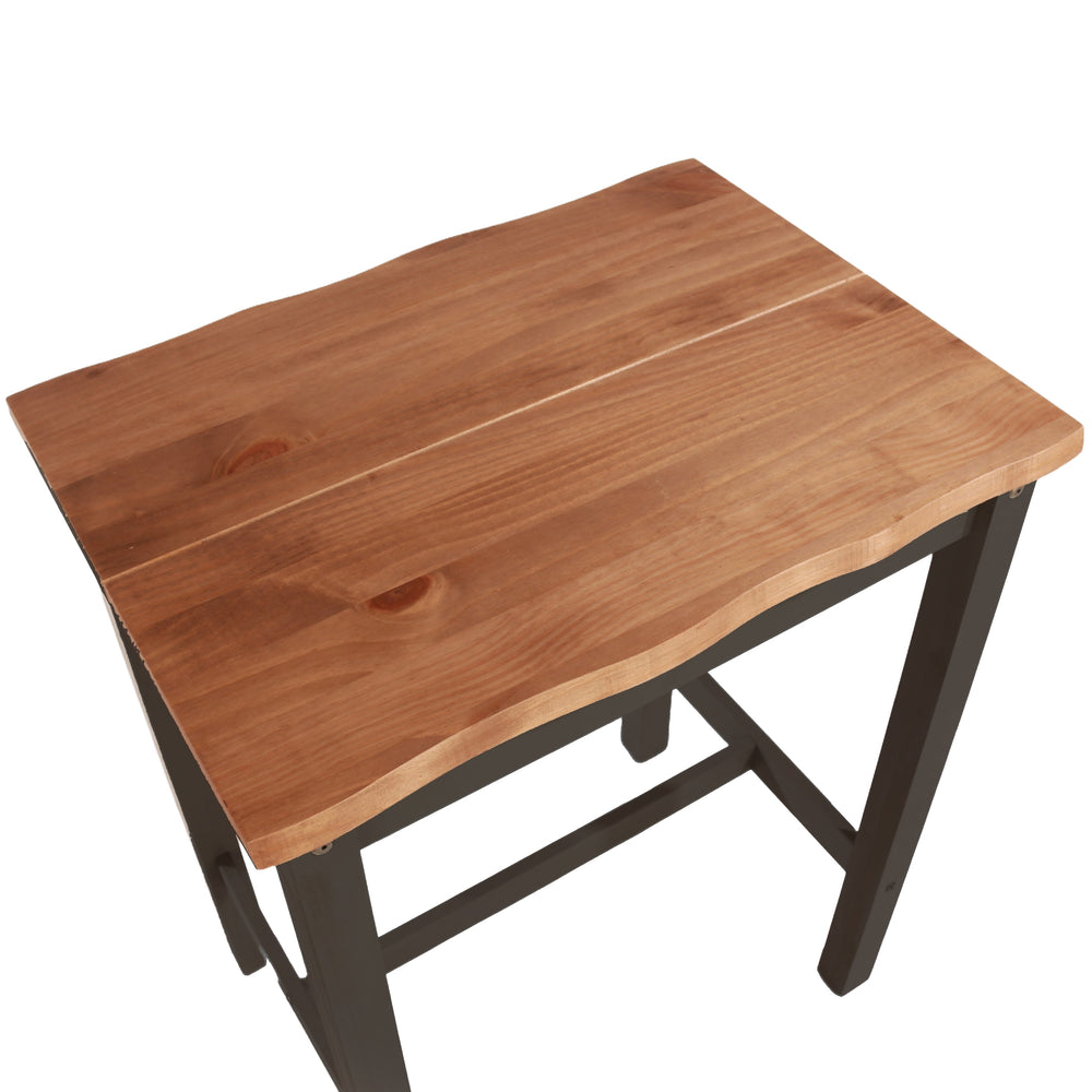 Corona Black Live Edge Small Rectangular High Breakfast Bar Table & Pair Bar Stool Set Black Antique Waxed Pine (DHD) Image 2