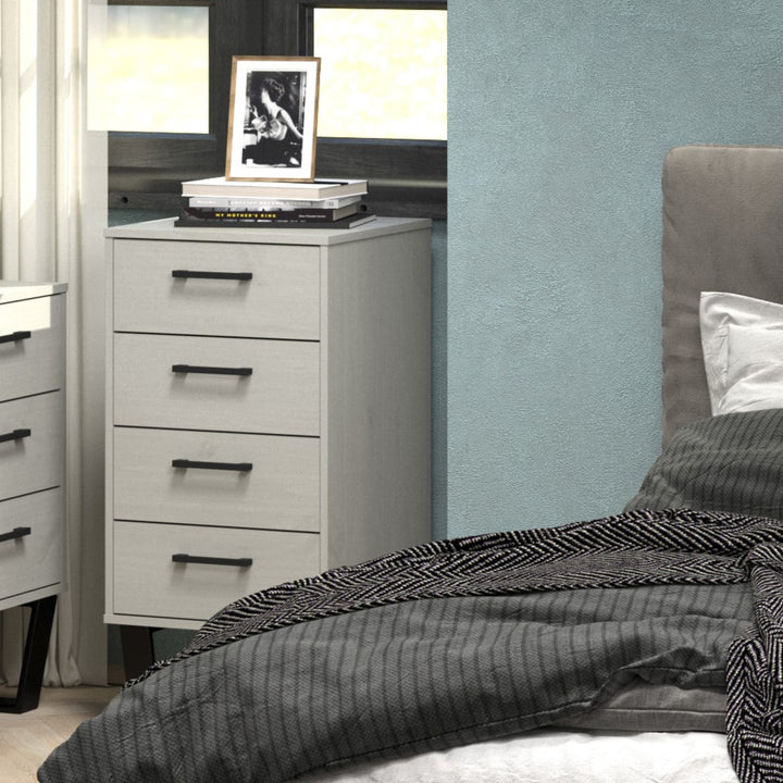 Texas 4 Drawer Narrow Chest Of Drawers Grey Waxed Pine Black (DHD) Image 4