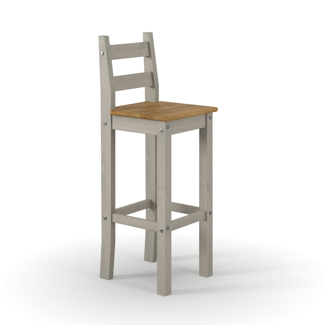 Corona Grey High Breakfast Bar Chair (Pair) Grey Antique Waxed Pine (DHD) Image 1