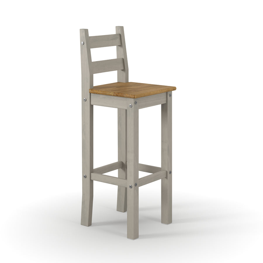 Corona Grey High Breakfast Bar Chair (Pair) Grey Antique Waxed Pine (DHD) Image 1