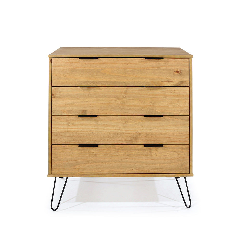 Augusta Pine 4 Drawer Chest Of Drawers Antique Waxed Pine Black (DHD) Image 2