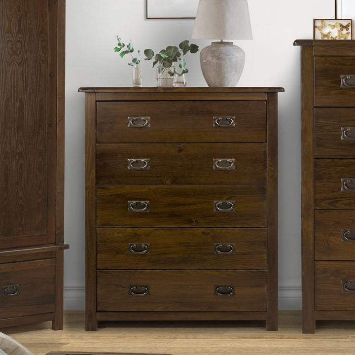 Boston 5 Drawer Chest Dark Brown  (DHD) Image 5