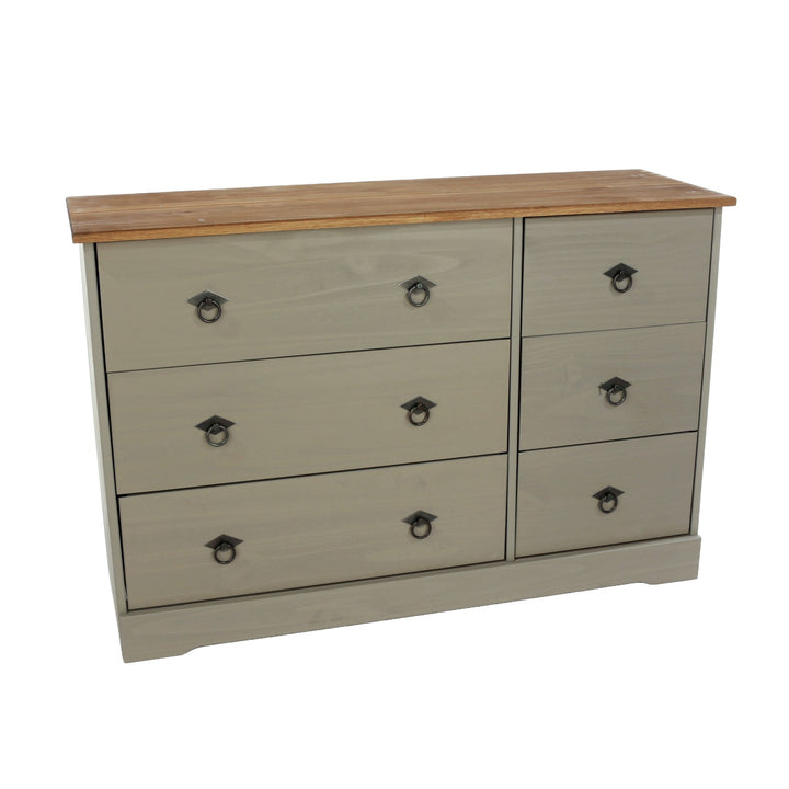 Corona Classic 3+3 Drawer Wide Chest Of Drawers Grey Antique (Self Assembly) (DHD)