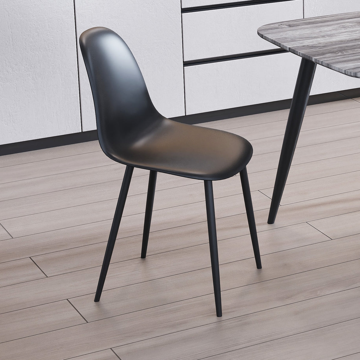 Aspen Curve Chair Black Plastic Seat With Black Metal Legs (Pair) Black  (DHD) Image 2