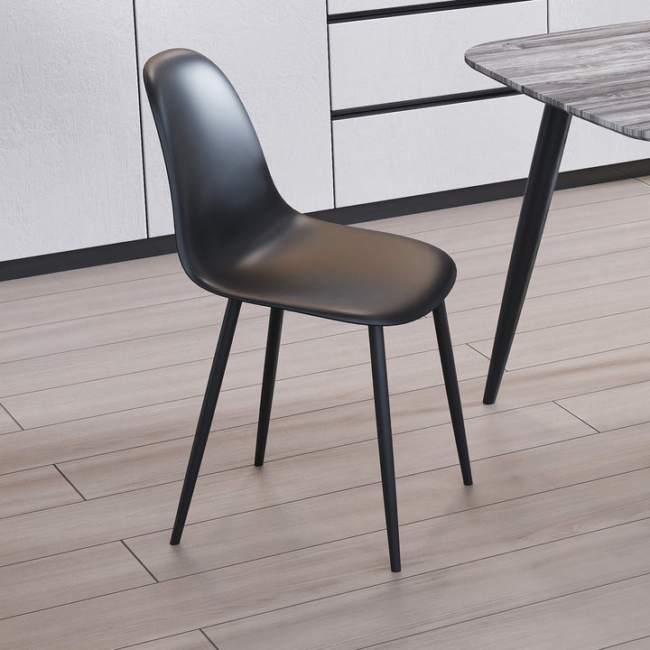 Aspen Curve Chair Black Plastic Seat With Black Metal Legs (Pair) Black  (DHD) Image 2