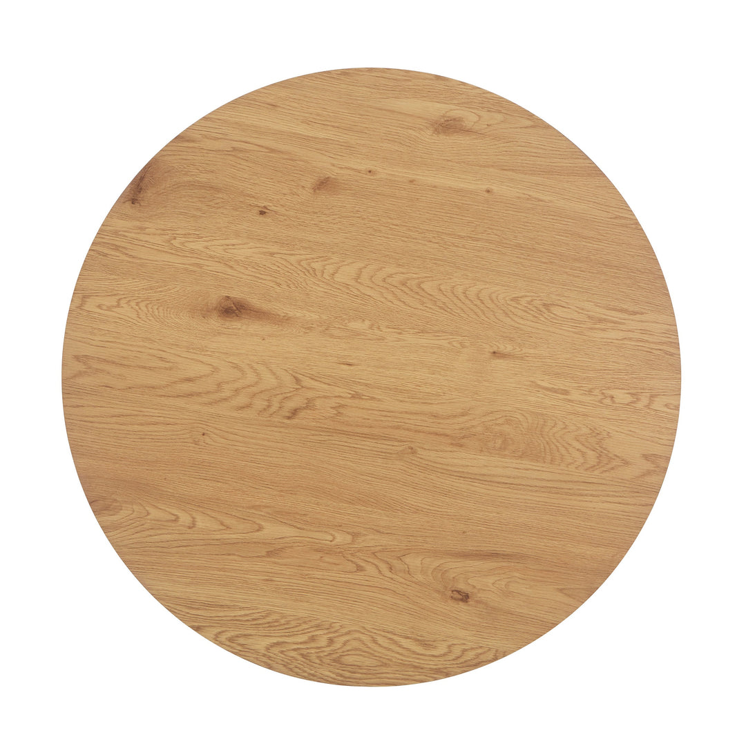Aspen Round Dining Table, Light Oak Effect Top With Black Pedestal Leg  Oak Black (Self Assembly) (DHD)