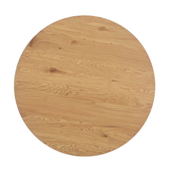 Aspen Round Dining Table, Light Oak Effect Top With Black Pedestal Leg  Oak Black (Self Assembly) (DHD)