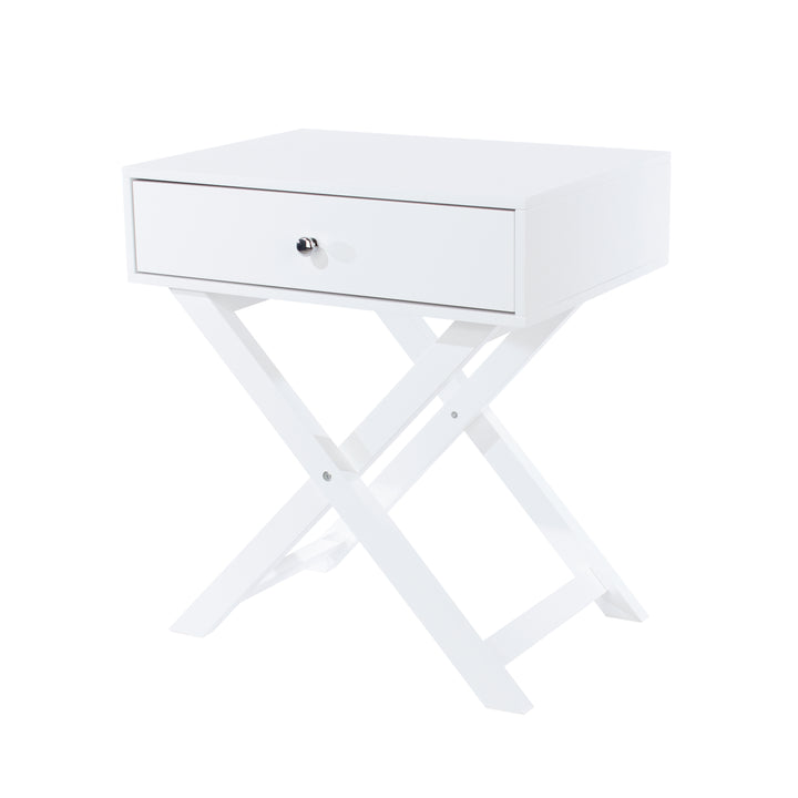 Options White X Leg  1 Drawer Petite Bedside Cabinet White  (DHD) Image 1