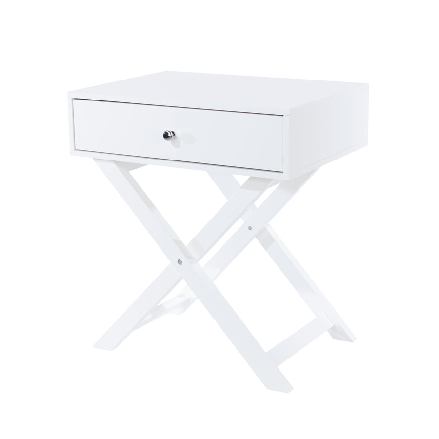 Options White X Leg  1 Drawer Petite Bedside Cabinet White  (DHD) Image 1