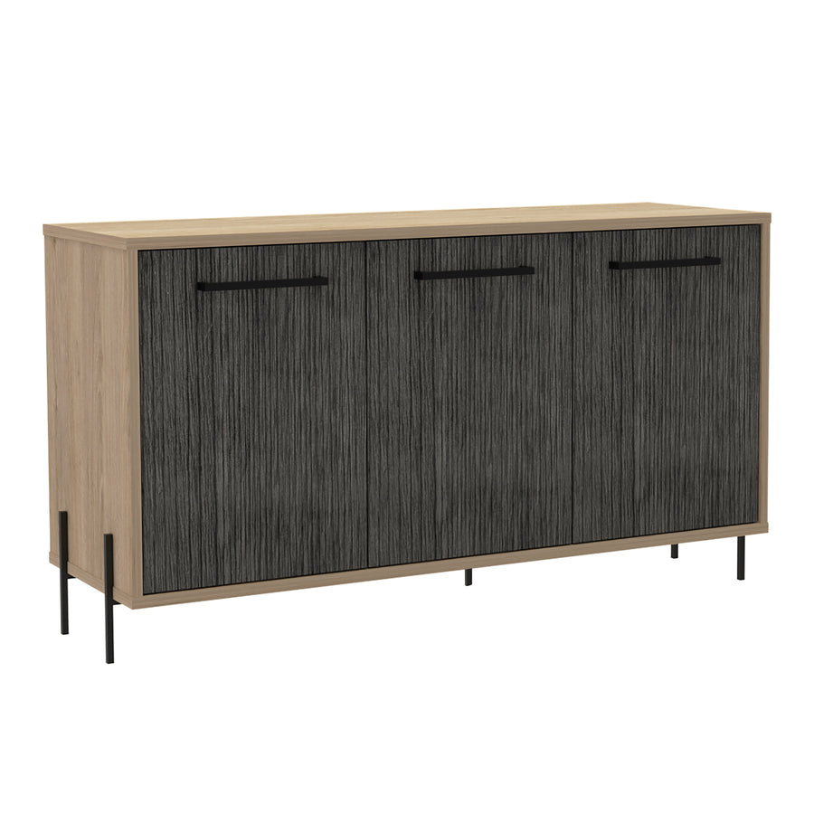 Harvard Medium Sideboard With 3 Doors  Washed Oak Carbon Grey Oak (DHD) Image 1