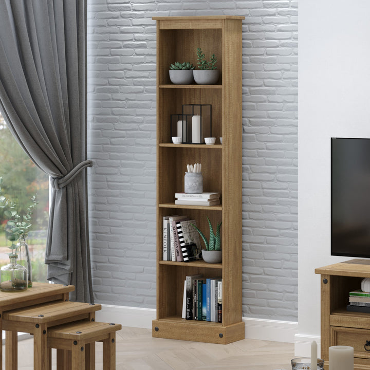 Corona Tall Narrow Bookcase Antique Waxed Pine  (DHD) Image 4