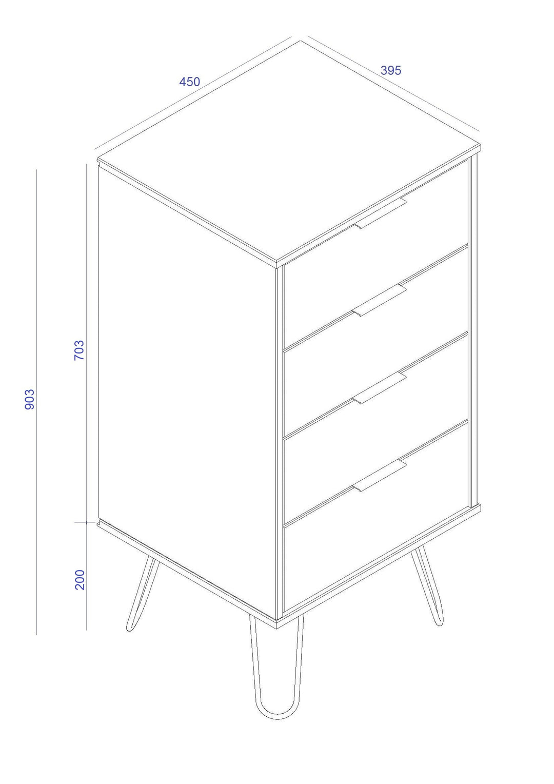 Augusta Grey 4 Drawer Narrow Chest Of Drawers Grey   (DHD) Image 5