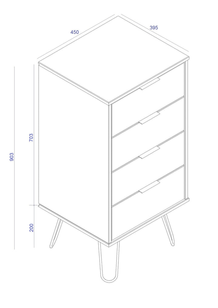 Augusta Grey 4 Drawer Narrow Chest Of Drawers Grey   (DHD) Image 5