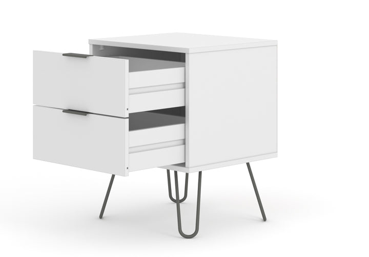 Augusta White 2 Drawer Bedside Cabinet White    (DHD) Image 4