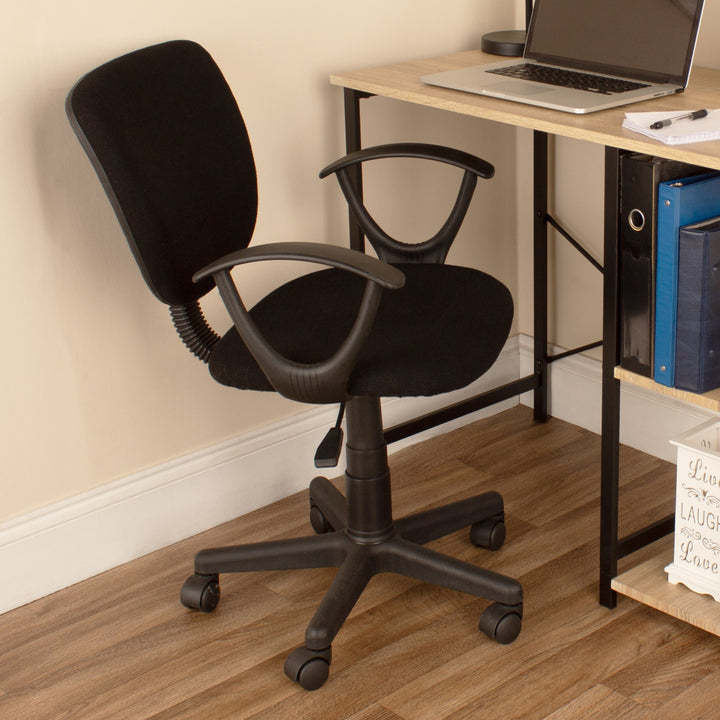 Loft Home Office Study Chair In Black Fabric & Black Base Black  (DHD) Image 4