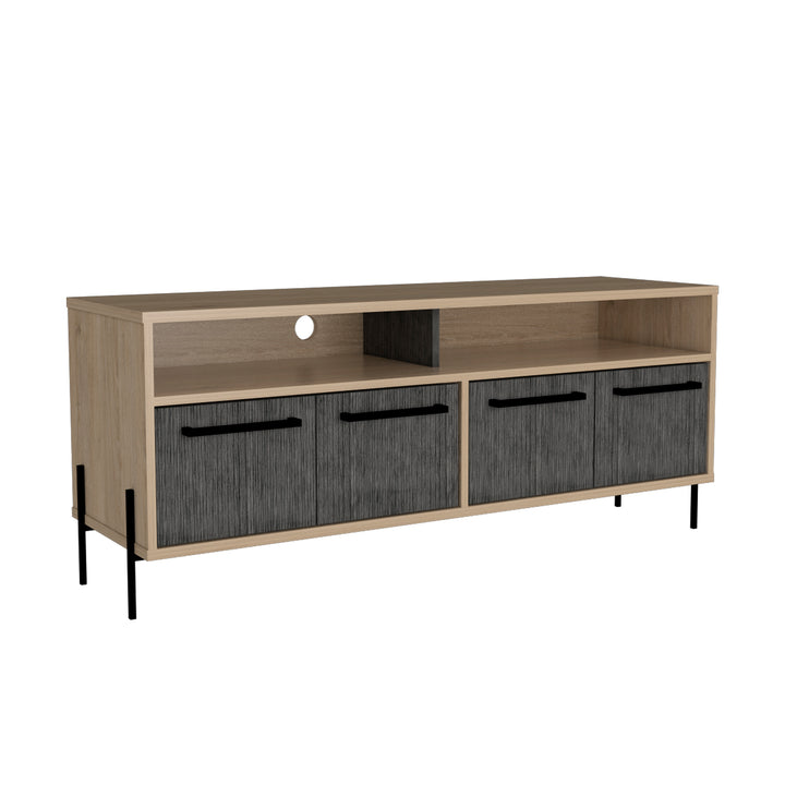 Harvard Wide Screen Tv Rack With 4 Doors Washed Oak Carbon Grey Oak (DHD) Image 1