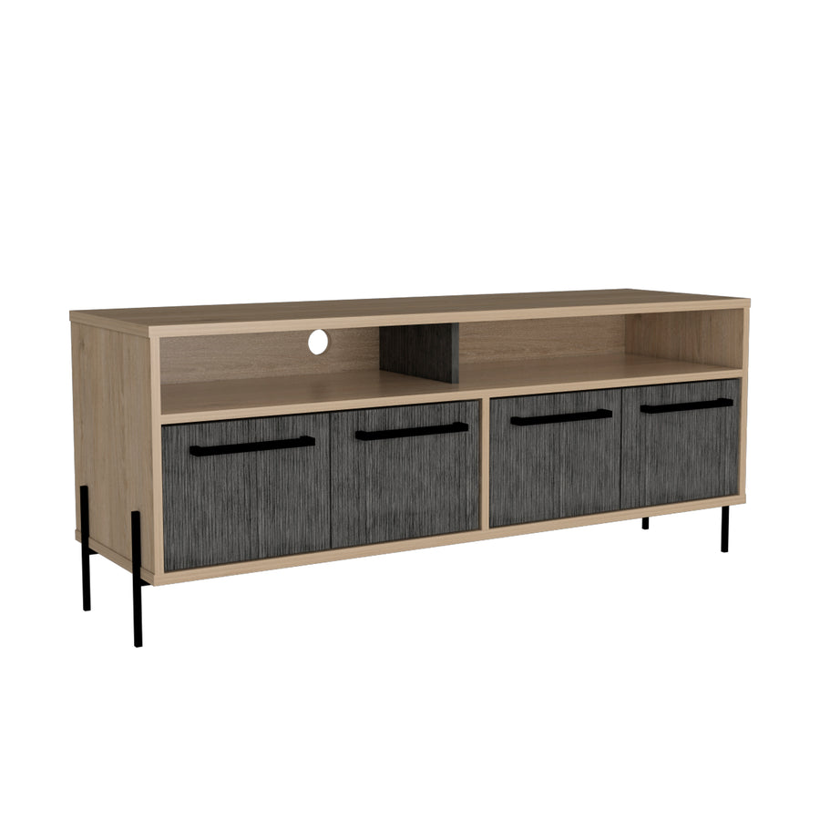 Harvard Wide Screen Tv Rack With 4 Doors Washed Oak Carbon Grey Oak (DHD) Image 1