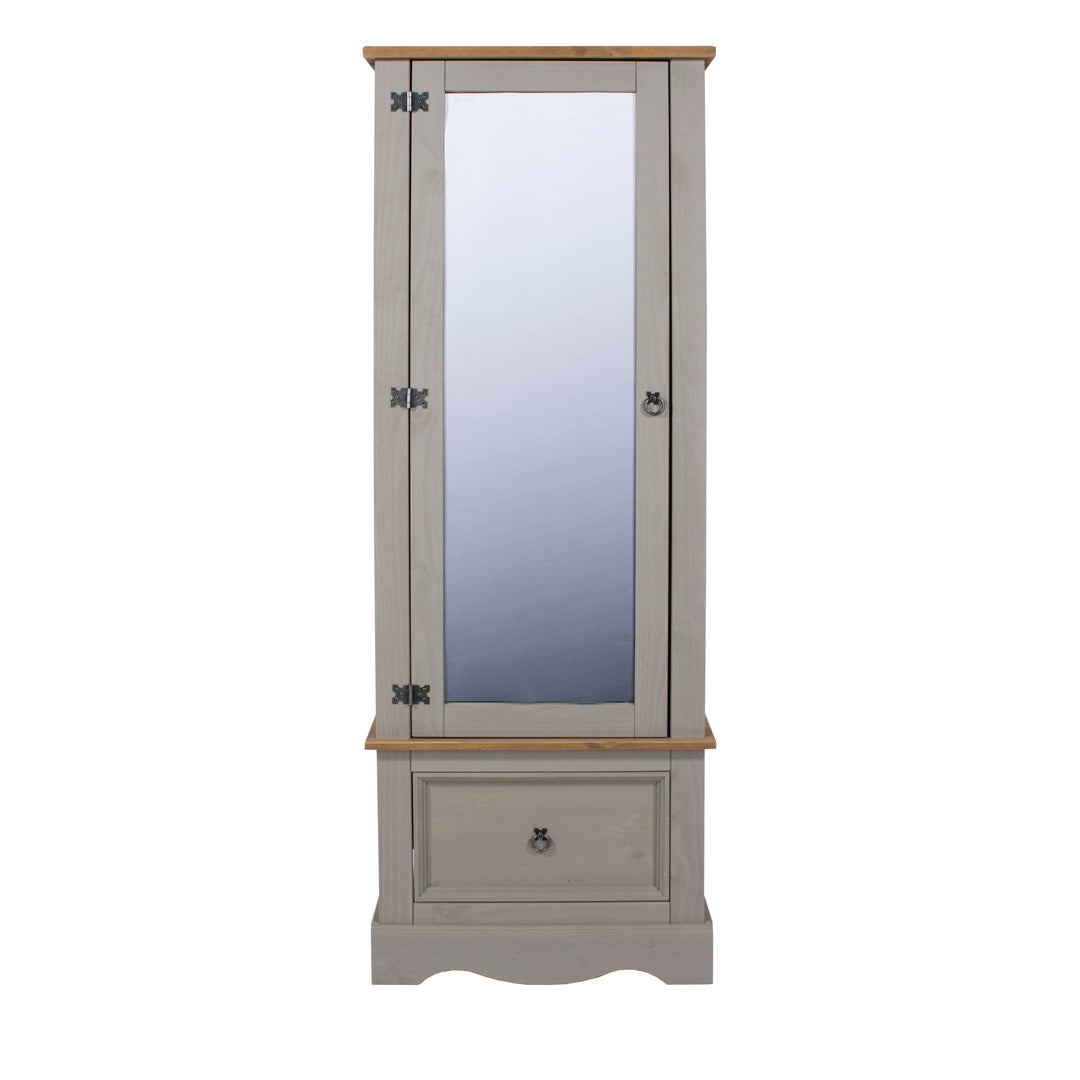 Corona Grey Armoire With Mirrored Door Grey Wax Antique Waxed Pine (DHD) Image 2