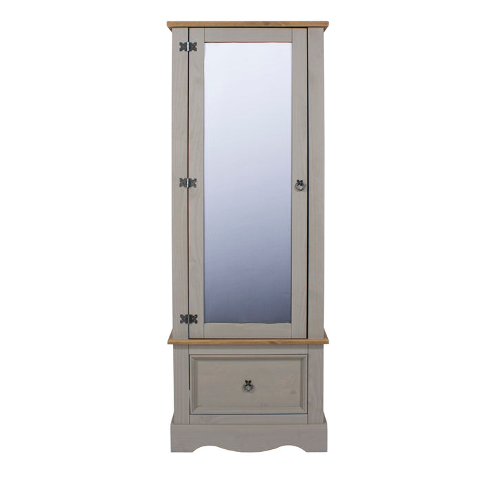 Corona Grey Armoire With Mirrored Door Grey Wax Antique Waxed Pine (DHD) Image 2