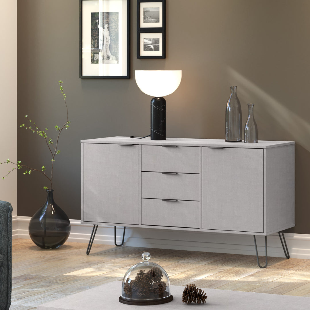 Augusta Grey Medium Sideboard With 2 Door, 3 Drawers Grey   (DHD) Image 6
