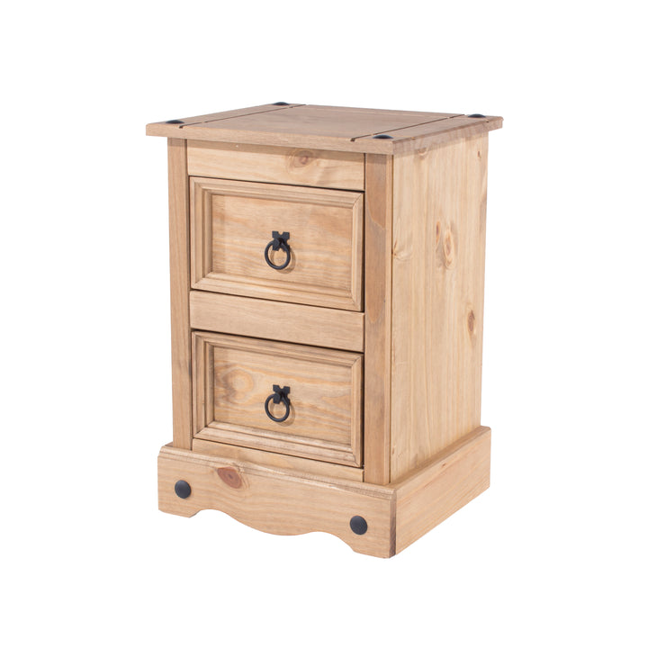 Corona 2 Drawer Petite Bedside Cabinet Antique Waxed Pine  (DHD) Image 1