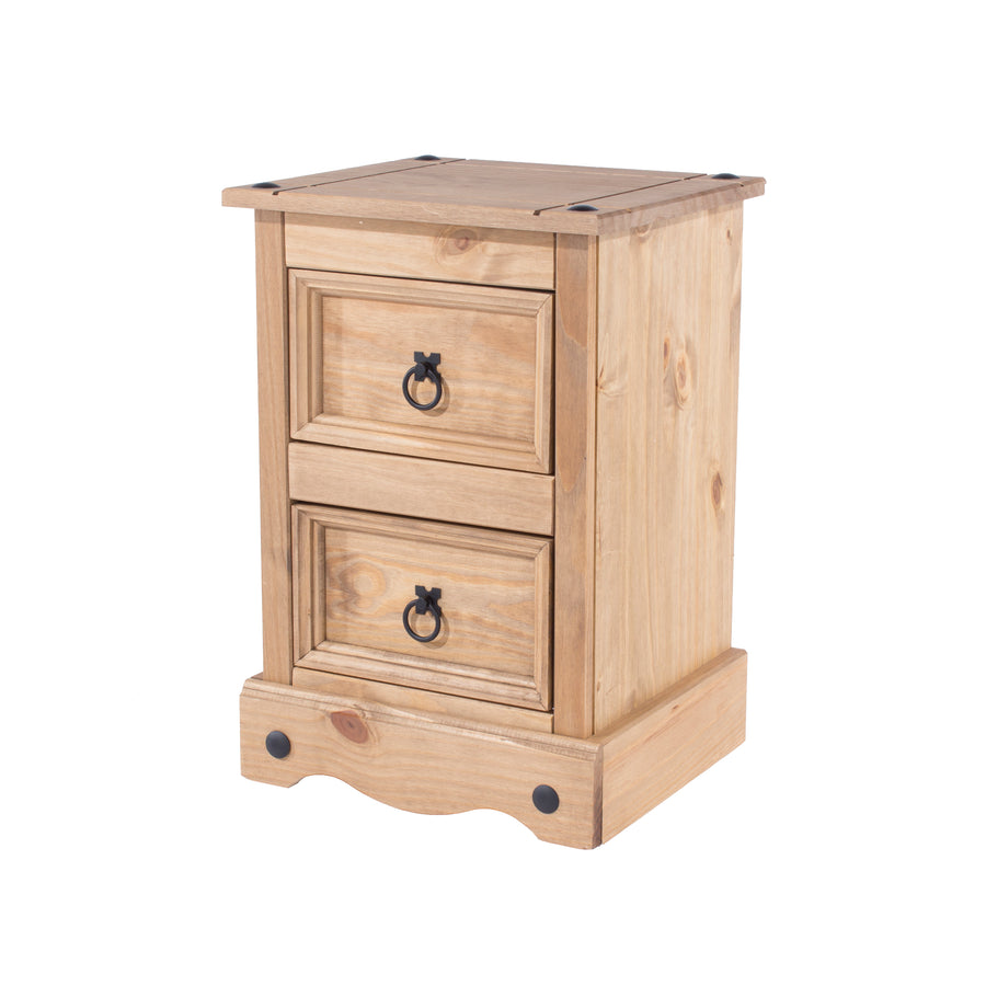 Corona 2 Drawer Petite Bedside Cabinet Antique Waxed Pine  (DHD) Image 1