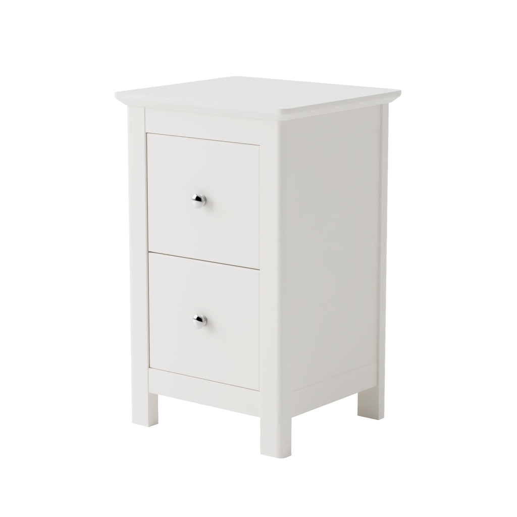 Nairn White 2 Drawer Petite Bedside Cabinet White  (Self Assembly) (DHD)